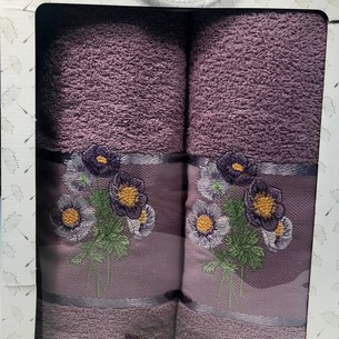 Подарочный набор полотенец для ванной 50х90, 70х140 Efor LUTIK хлопковая махра лиловый