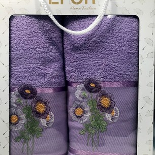 Подарочный набор полотенец для ванной 50х90, 70х140 Efor LUTIK хлопковая махра светло-лиловый