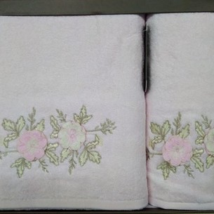 Подарочный набор полотенец для ванной 50х90, 70х140 Sikel DEMET HERCAI бамбуково-хлопковая махра розовый