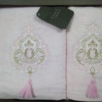 Подарочный набор полотенец для ванной 50х90, 70х140 Sikel ZARIA бамбуково-хлопковая махра розовый, фото, фотография