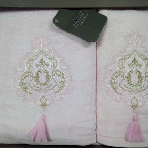 Подарочный набор полотенец для ванной 50х90, 70х140 Sikel ZARIA бамбуково-хлопковая махра розовый