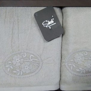 Подарочный набор полотенец для ванной 50х90, 70х140 Sikel MOTIF GUPUR хлопковая махра светло-зеленый