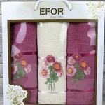 Подарочный набор полотенец для ванной 50х90(2), 70х140(1) Efor ЛЮТИК хлопковая махра сухая роза, фото, фотография
