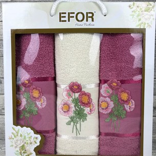 Подарочный набор полотенец для ванной 50х90(2), 70х140(1) Efor ЛЮТИК хлопковая махра сухая роза