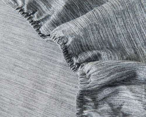 Простынь на резинке с наволочками Sofi De Marko ТАБИО хлопковый сатин чёрно-белый 160х200+30, фото, фотография