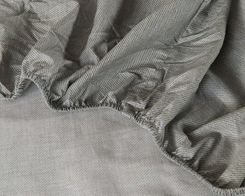 Простынь на резинке с наволочками Sofi De Marko ФРИДА хлопковый сатин серый 160х200+30, фото, фотография
