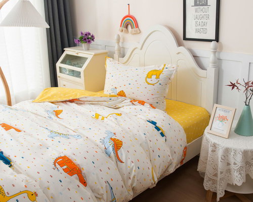 Детское постельное белье Sofi De Marko ДИНО хлопковый сатин жёлтый 1,5 спальный, фото, фотография