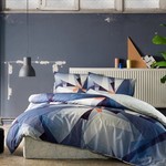 Комплект подросткового постельного белья TAC GENC MODASI DUNCAN хлопковый ранфорс синий евро, фото, фотография