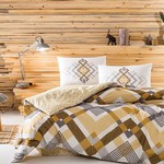 Комплект подросткового постельного белья TAC GENC MODASI OPTIMA хлопковый ранфорс песочный+жёлтый 1,5 спальный, фото, фотография