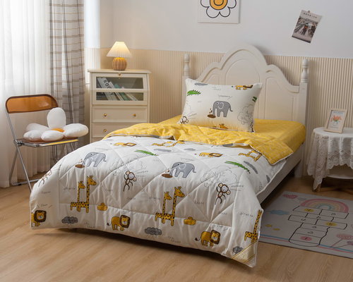 Детское постельное белье без пододеяльника с одеялом Sofi De Marko AFRICA хлопковый сатин жёлтый 1,5 спальный, фото, фотография