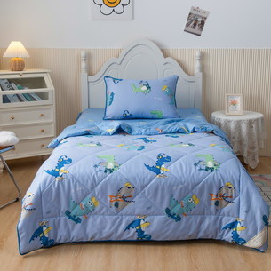 Детское постельное белье без пододеяльника с одеялом Sofi De Marko CROCODILE хлопковый сатин синий 1,5 спальный