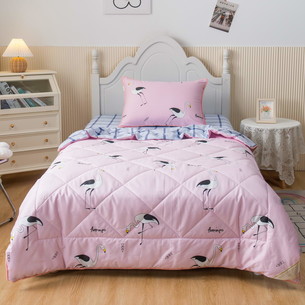 Детское постельное белье без пододеяльника с одеялом Sofi De Marko FLAMINGO хлопковый сатин розовый 1,5 спальный