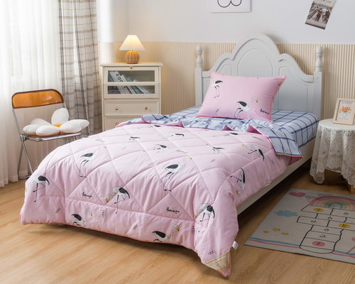 Детское постельное белье без пододеяльника с одеялом Sofi De Marko FLAMINGO хлопковый сатин розовый 1,5 спальный, фото, фотография