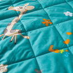 Детское постельное белье без пододеяльника с одеялом Sofi De Marko GIRAFFE хлопковый сатин синий 1,5 спальный, фото, фотография