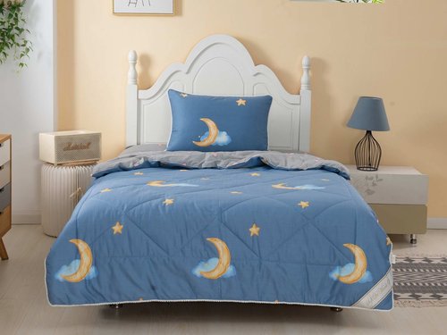 Детское постельное белье без пододеяльника с одеялом Sofi De Marko MOON хлопковый сатин 1,5 спальный, фото, фотография