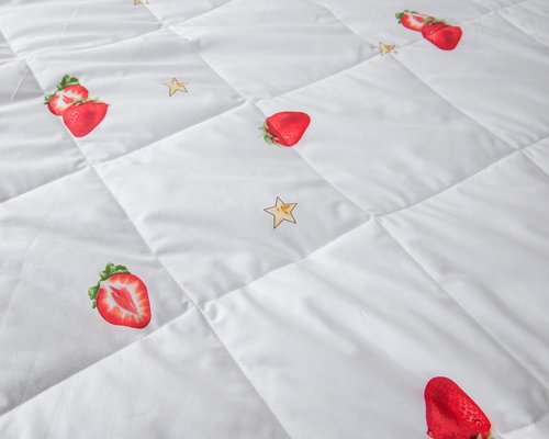 Детское постельное белье без пододеяльника с одеялом Sofi De Marko STRAWBERRY хлопковый сатин белый 1,5 спальный, фото, фотография