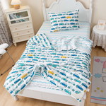Детское постельное белье без пододеяльника с одеялом Sofi De Marko АВТО ЧАЙКА хлопковый сатин белый 1,5 спальный, фото, фотография
