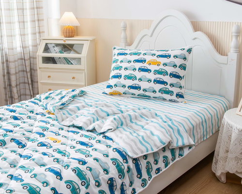 Детское постельное белье без пододеяльника с одеялом Sofi De Marko АВТО ЧАЙКА хлопковый сатин белый 1,5 спальный, фото, фотография