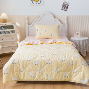 Детское постельное белье без пододеяльника с одеялом Sofi De Marko АЛЬПАКА хлопковый сатин жёлтый 1,5 спальный