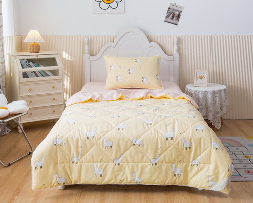 Детское постельное белье без пододеяльника с одеялом Sofi De Marko АЛЬПАКА хлопковый сатин жёлтый 1,5 спальный, фото, фотография
