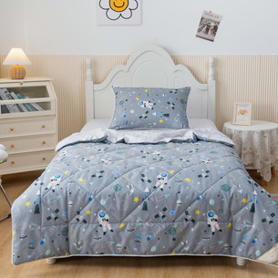 Детское постельное белье без пододеяльника с одеялом Sofi De Marko АСТРОНАВТ хлопковый сатин 1,5 спальный