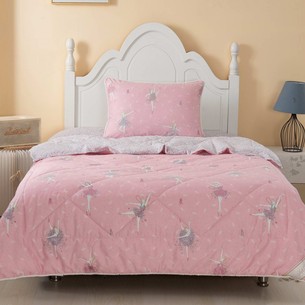 Детское постельное белье без пододеяльника с одеялом Sofi De Marko БАЛЕРИНА хлопковый сатин розовый 1,5 спальный