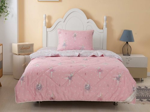 Детское постельное белье без пододеяльника с одеялом Sofi De Marko БАЛЕРИНА хлопковый сатин розовый 1,5 спальный, фото, фотография