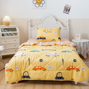 Детское постельное белье без пододеяльника с одеялом Sofi De Marko ДОРОГА хлопковый сатин жёлтый 1,5 спальный