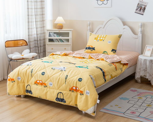Детское постельное белье без пододеяльника с одеялом Sofi De Marko ДОРОГА хлопковый сатин жёлтый 1,5 спальный, фото, фотография