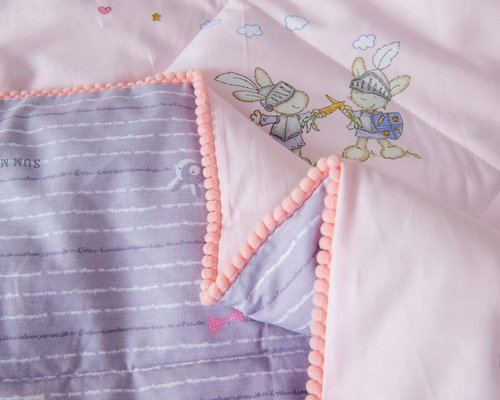 Детское постельное белье без пододеяльника с одеялом Sofi De Marko ЗАЙЧАТА хлопковый сатин розовый 1,5 спальный, фото, фотография