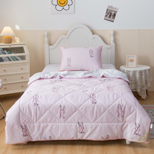 Детское постельное белье без пододеяльника с одеялом Sofi De Marko ЗАЙЧОНОК хлопковый сатин розовый 1,5 спальный
