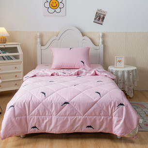 Детское постельное белье без пододеяльника с одеялом Sofi De Marko КАСАТКА хлопковый сатин розовый 1,5 спальный
