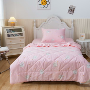 Детское постельное белье без пододеяльника с одеялом Sofi De Marko ЛЕБЕДУШКА хлопковый сатин персиковый 1,5 спальный