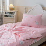 Детское постельное белье без пододеяльника с одеялом Sofi De Marko ЛЕБЕДУШКА хлопковый сатин персиковый 1,5 спальный, фото, фотография