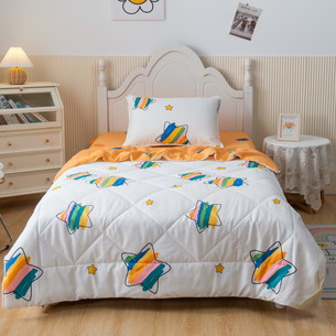 Детское постельное белье без пододеяльника с одеялом Sofi De Marko ЛИСТЬЯ хлопковый сатин жёлтый 1,5 спальный