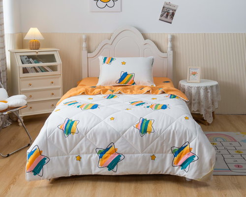 Детское постельное белье без пододеяльника с одеялом Sofi De Marko ЛИСТЬЯ хлопковый сатин жёлтый 1,5 спальный, фото, фотография