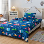 Детское постельное белье без пододеяльника с одеялом Sofi De Marko ТРАФИК хлопковый сатин синий 1,5 спальный, фото, фотография