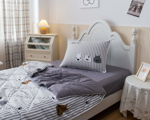 Детское постельное белье без пододеяльника с одеялом Sofi De Marko СОБАЧКИ хлопковый сатин белый 1,5 спальный, фото, фотография
