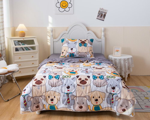 Детское постельное белье без пододеяльника с одеялом Sofi De Marko СОБАЧКИ хлопковый сатин 1,5 спальный, фото, фотография