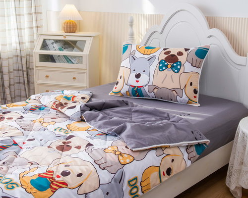 Детское постельное белье без пододеяльника с одеялом Sofi De Marko СОБАЧКИ хлопковый сатин 1,5 спальный, фото, фотография