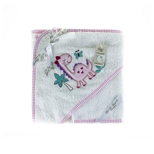 Детское полотенце-уголок с мочалкой Sofi De Marko FANNY DINO хлопковая махра белый 80х80