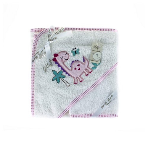 Детское полотенце-уголок с мочалкой Sofi De Marko FANNY DINO хлопковая махра белый 80х80, фото, фотография