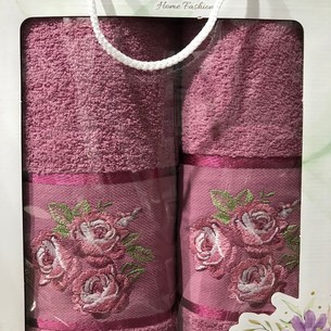 Подарочный набор полотенец для ванной 50х90, 70х140 Efor GUL хлопковая махра сухая роза