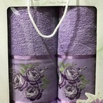 Подарочный набор полотенец для ванной 50х90, 70х140 Efor GUL хлопковая махра светло-лиловый, фото, фотография