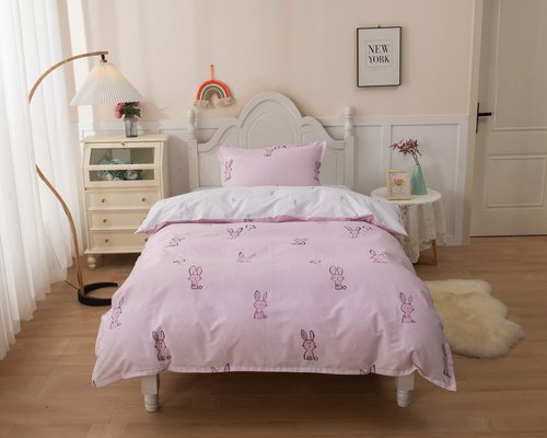 Детское постельное белье Sofi De Marko ЗАЙЧОНОК хлопковый сатин розовый 1,5 спальный, фото, фотография