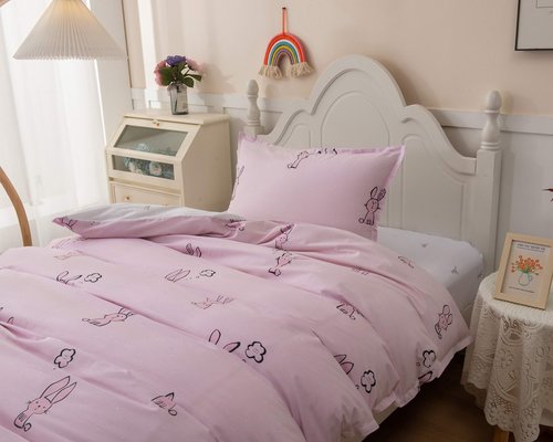 Детское постельное белье Sofi De Marko ЗАЙЧОНОК хлопковый сатин розовый 1,5 спальный, фото, фотография