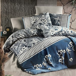 Постельное белье Karven BURRELL хлопковый ранфорс navy blue 1,5 спальный, фото, фотография
