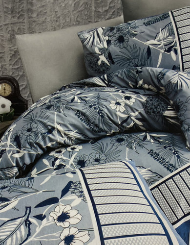Постельное белье Karven BURRELL хлопковый ранфорс navy blue 1,5 спальный, фото, фотография