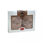 Подарочный набор полотенец для ванной 50х90, 70х140 Karven TAG хлопковая махра капучино, фото, фотография