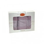 Подарочный набор полотенец для ванной 50х90, 70х140 Karven PINK DAMAKS хлопковая махра светло-лиловый, фото, фотография